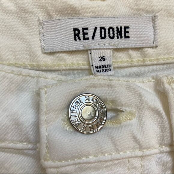 Re/Done 90’s High Rise Ankle Crop Jeans Vintage White Size 26 - Picture 4 of 14